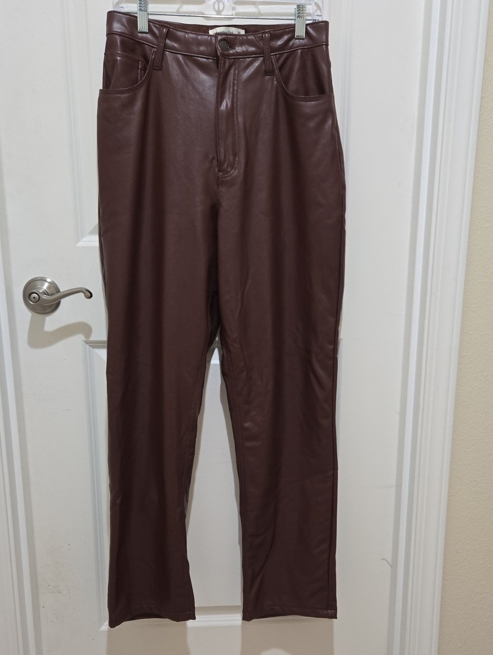 Abercrombie & Fitch High-Rise Faux Leather Pants - Brown